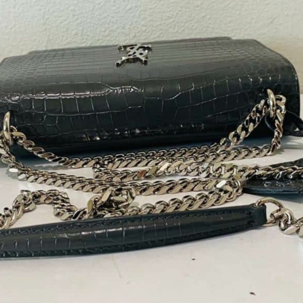 YSL SUNSET Medium Croc black Crossbody Brand New - Picture 5 of 15